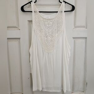 White Crochet Detail Tank Top